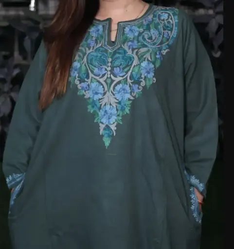 Grey Aari Embroidered Pheren